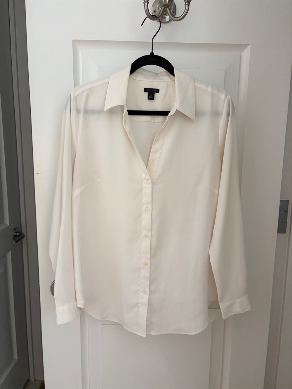 Ann Taylor Cream Button-Down Blouse